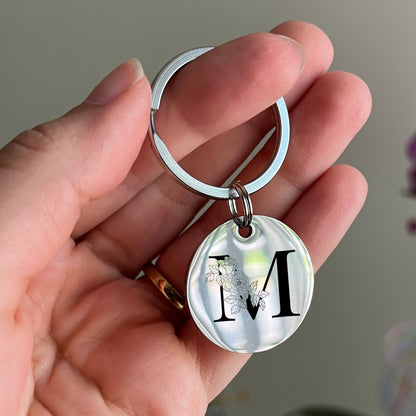Personalized Initial Keychain: Stainless Steel Monogram, Custom Letter Gift