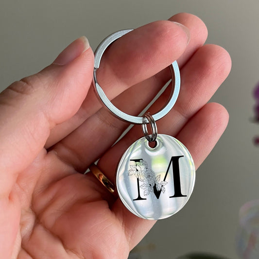 Personalized Initial Keychain: Stainless Steel Monogram, Custom Letter Gift