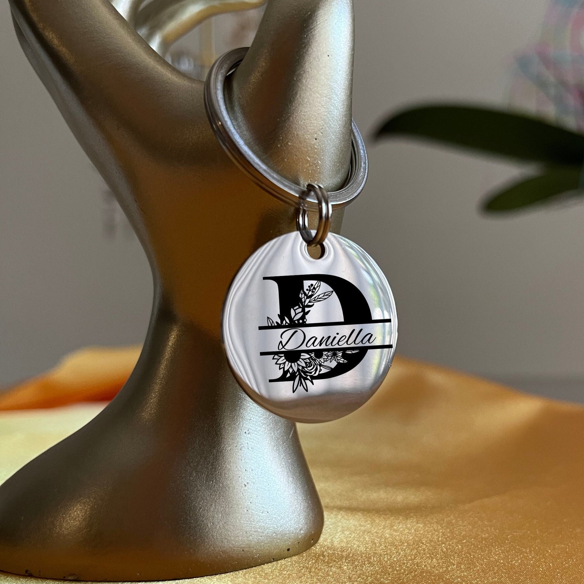 Personalized Initial Keychain: Stainless Steel Monogram, Custom Letter Gift