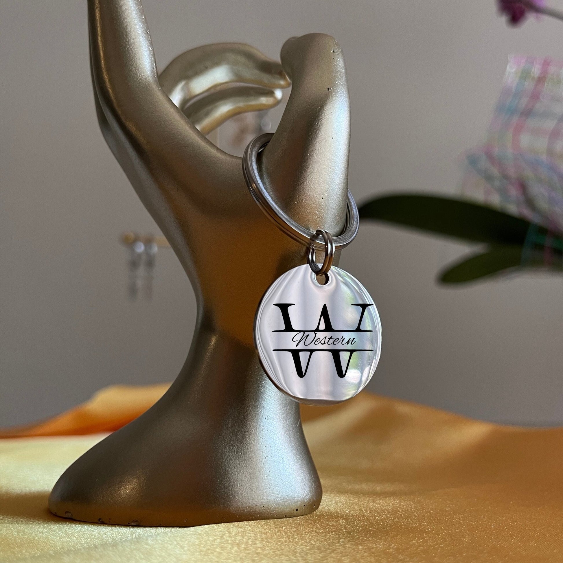 Personalized Initial Keychain: Stainless Steel Monogram, Custom Letter Gift