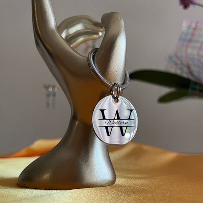 Personalized Initial Keychain: Stainless Steel Monogram, Custom Letter Gift