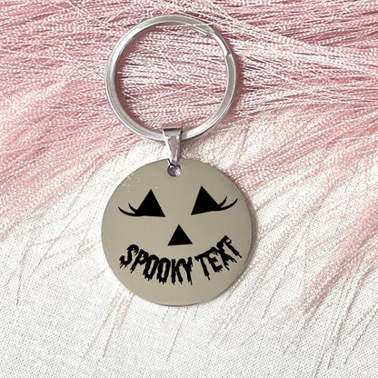 Personalized Stainless Steel Halloween Family Keychain - Spooky Custom Gift
