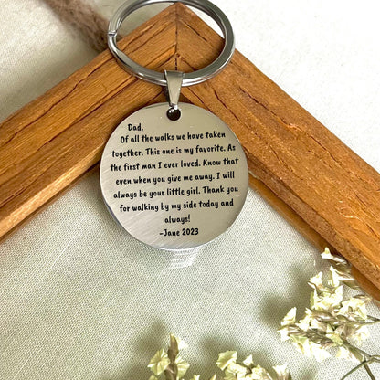 Personalized Hand-Stamped Keychain: Custom Stainless Steel Gift for Father