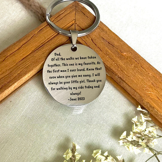 Personalized Hand-Stamped Keychain: Custom Stainless Steel Gift for Father