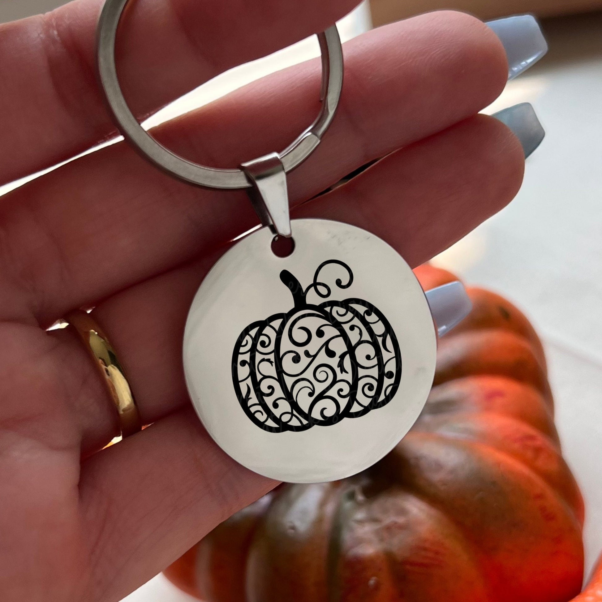 Personalized Pumpkin Keychain: Custom Name Thanksgiving Gift