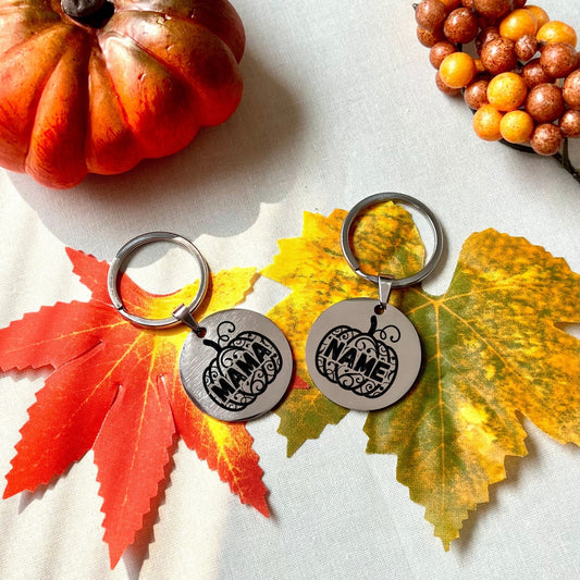 Personalized Pumpkin Keychain: Custom Name Thanksgiving Gift