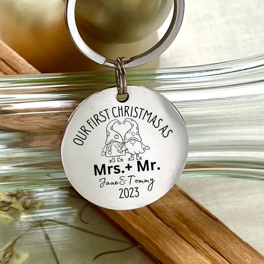 First Christmas Married Keychain - A Keepsake of Love and Joy