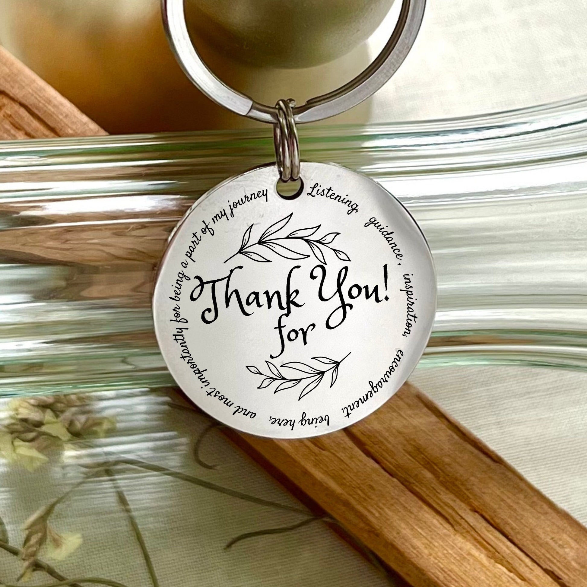 Personalized Thank You Stainless Steel Keychain: Gratitude Gift