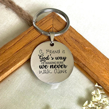 Personalized Stainless Steel Friendship Keychain - Never Walk Alone Gift