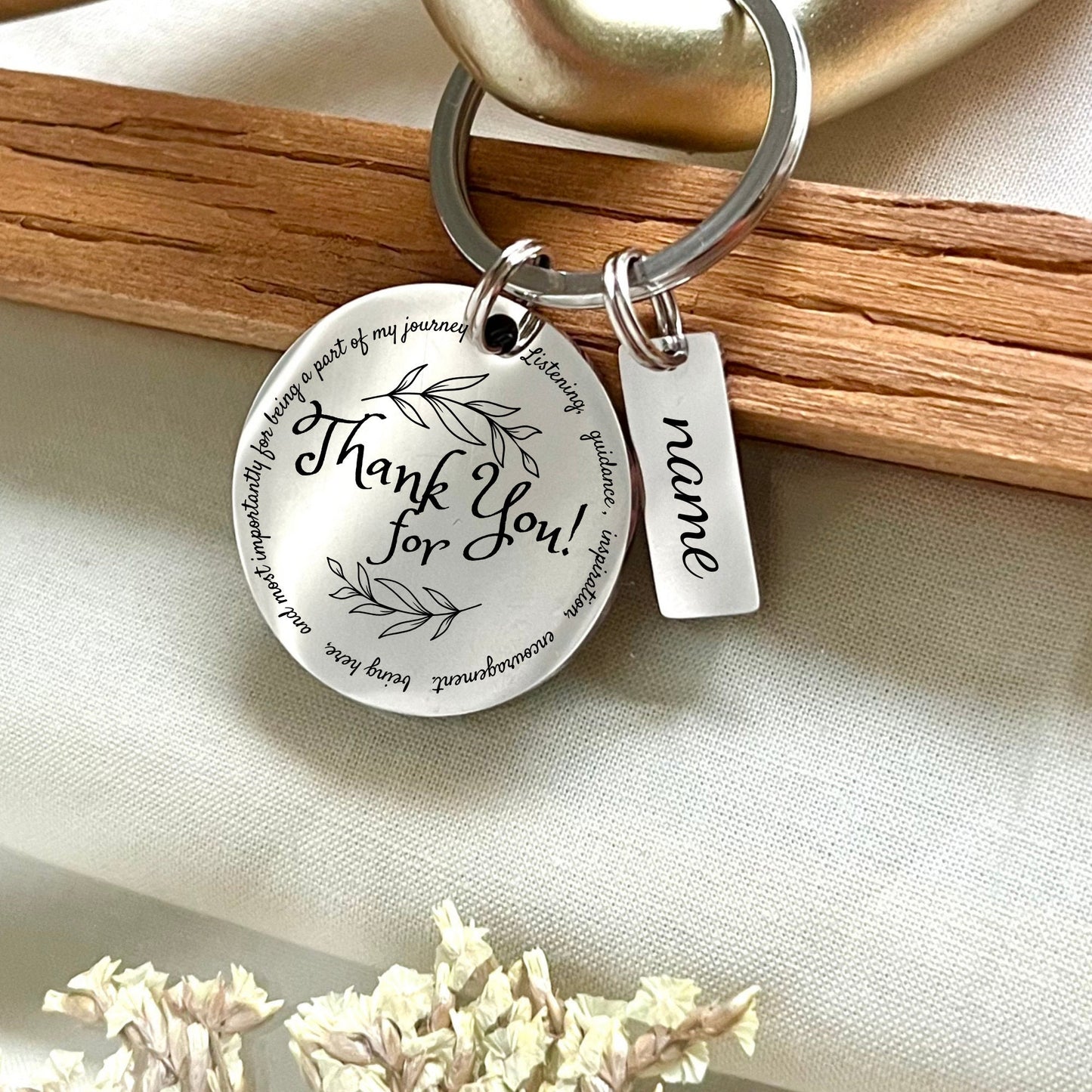Personalized Thank You Stainless Steel Keychain: Gratitude Gift