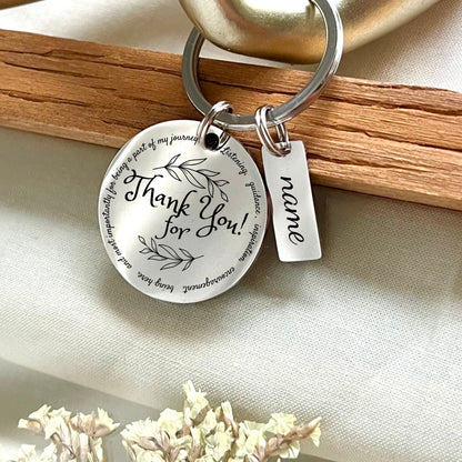 Personalized Thank You Stainless Steel Keychain: Gratitude Gift