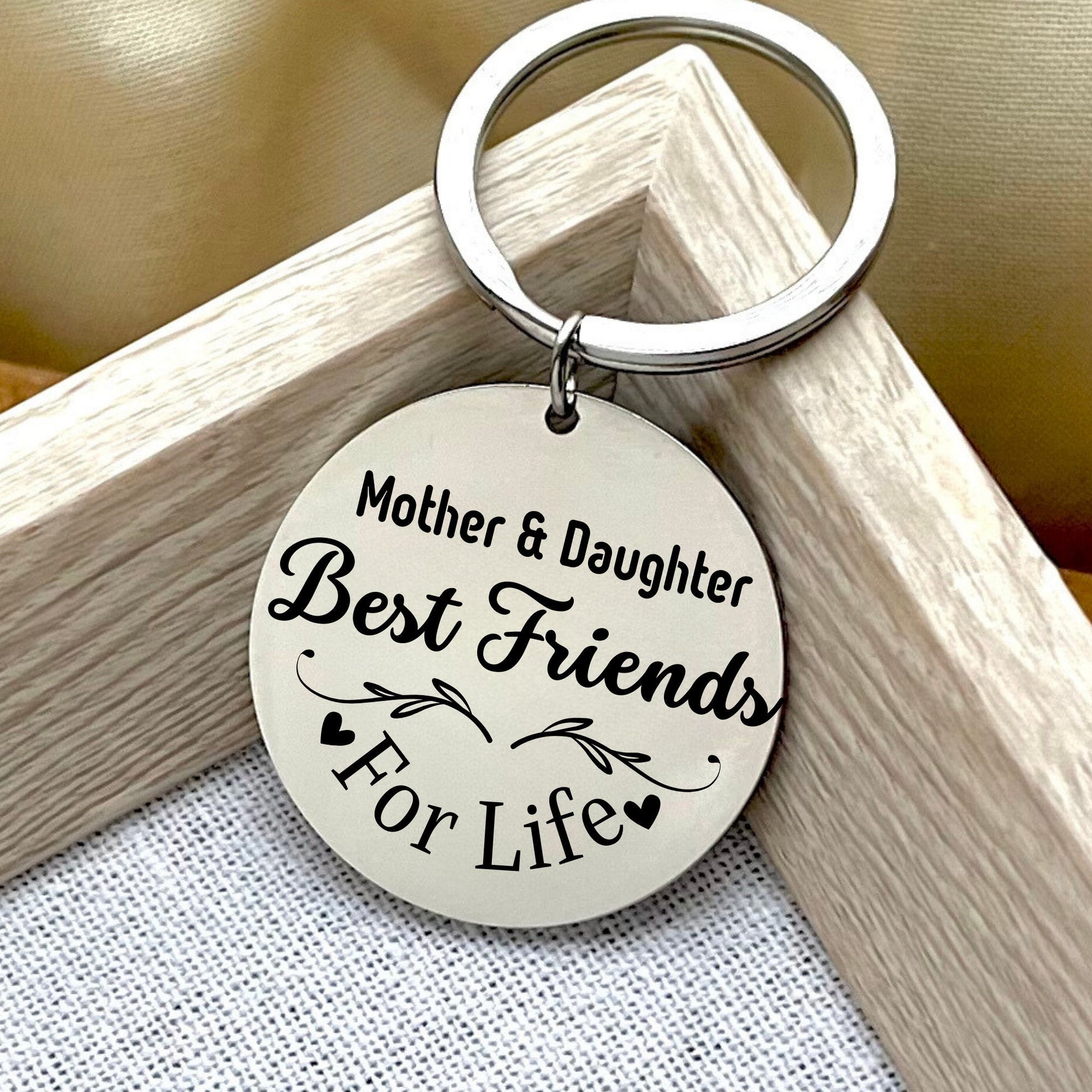 Personalized Mother Daughter Keychain: Stainless Steel Family Keyring