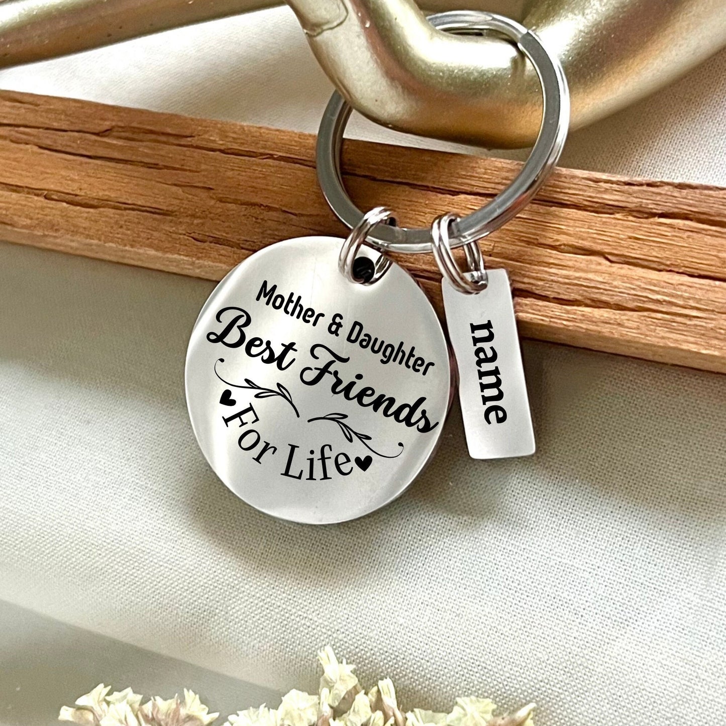 Personalized Mother Daughter Keychain: Stainless Steel Family Keyring