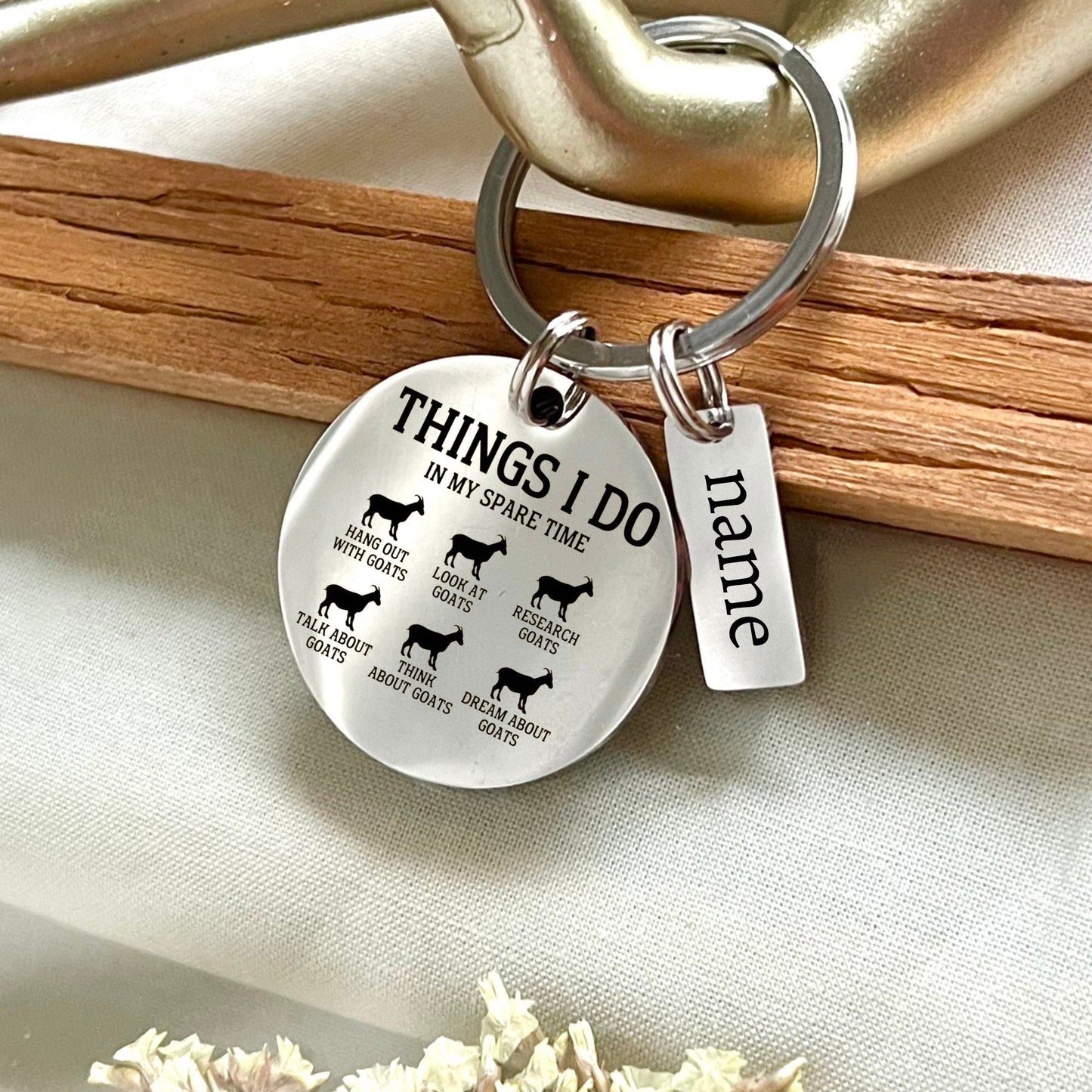 Funny Goat Stainless Steel Keychain - Things I Do In My Spare Time