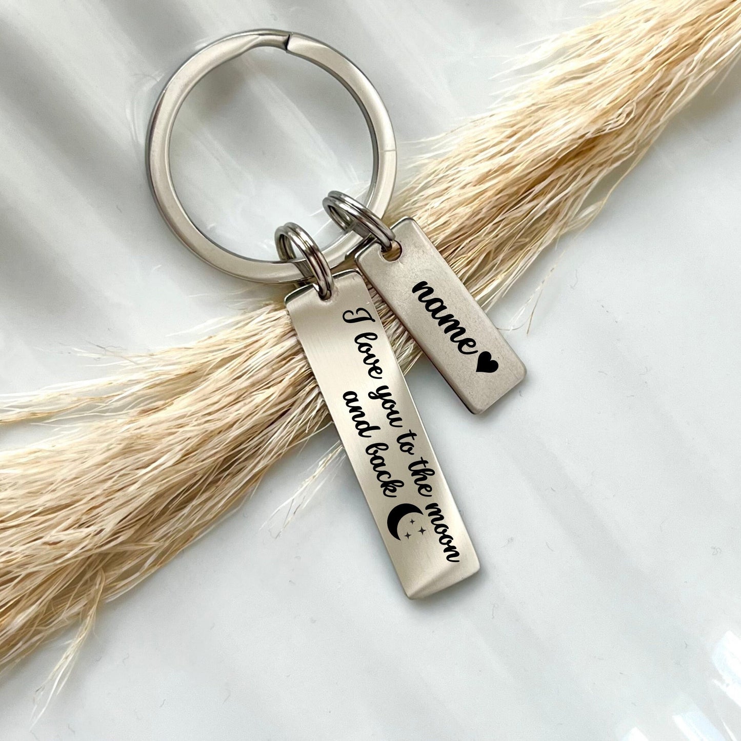 Personalized Stainless Steel Keychain: I Love You To The Moon and Back