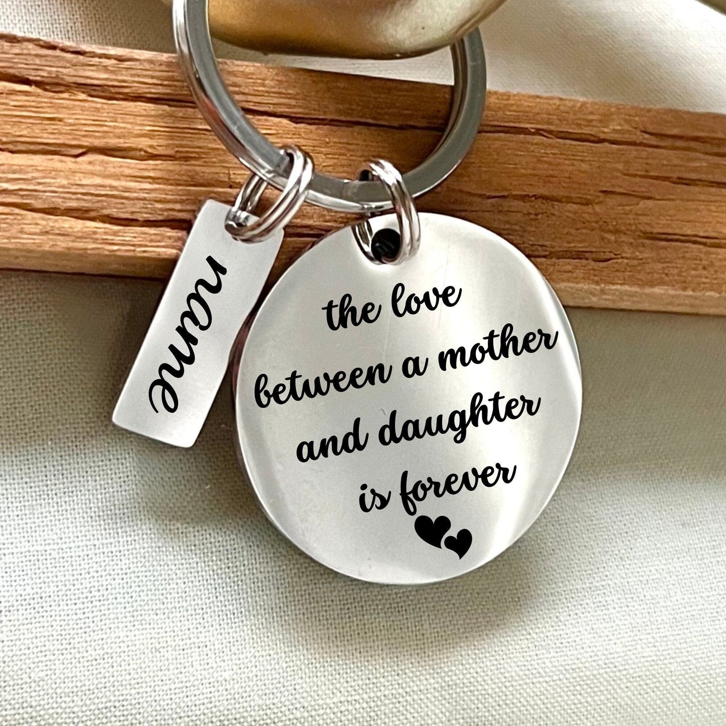 Personalized Mother Daughter Keychain: Engraved Stainless Steel Gift
