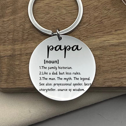 Custom Papa Definition Stainless Steel Keychain - Personalized Sarcastic Papa Keyring - Christmas Gift to Papa - Birthday Gift for Papa