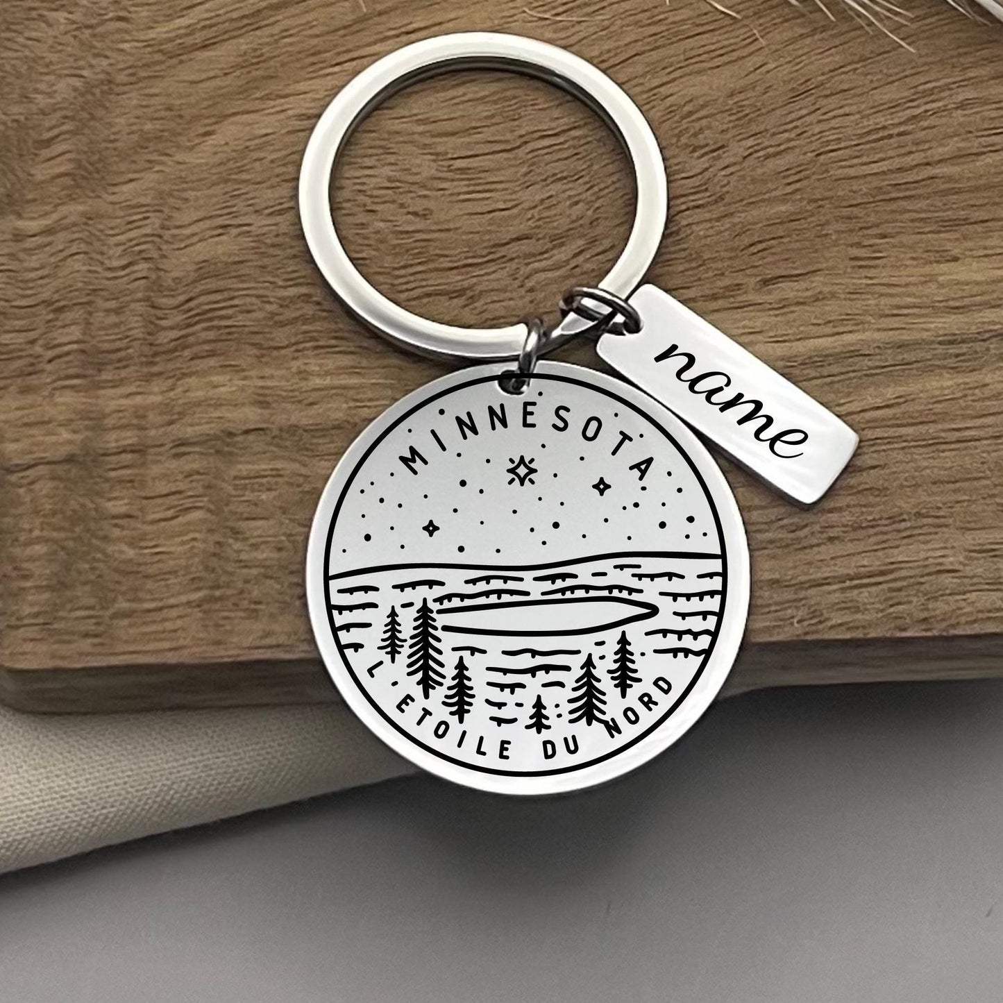 Custom Minnesota State Keychain: Personalized Stainless Steel Gift