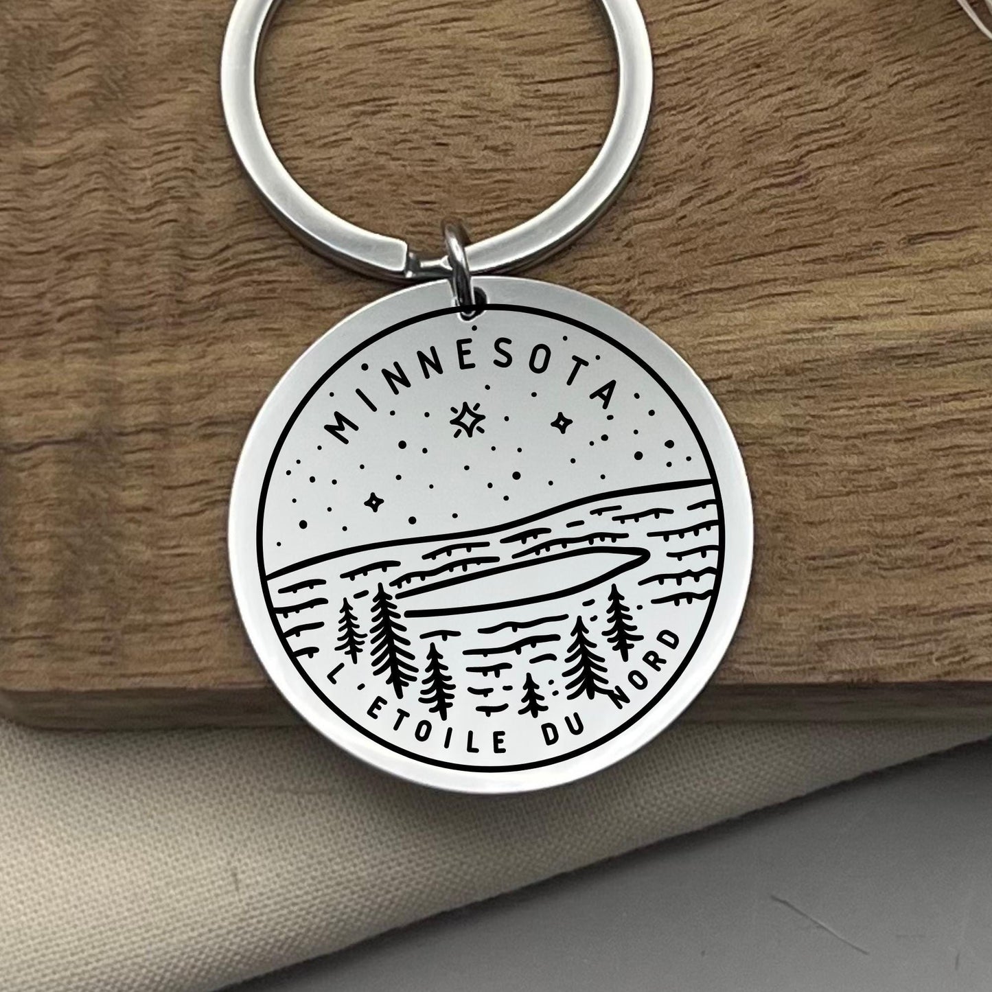 Custom Minnesota State Keychain: Personalized Stainless Steel Gift