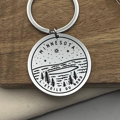 Custom Minnesota State Keychain: Personalized Stainless Steel Gift