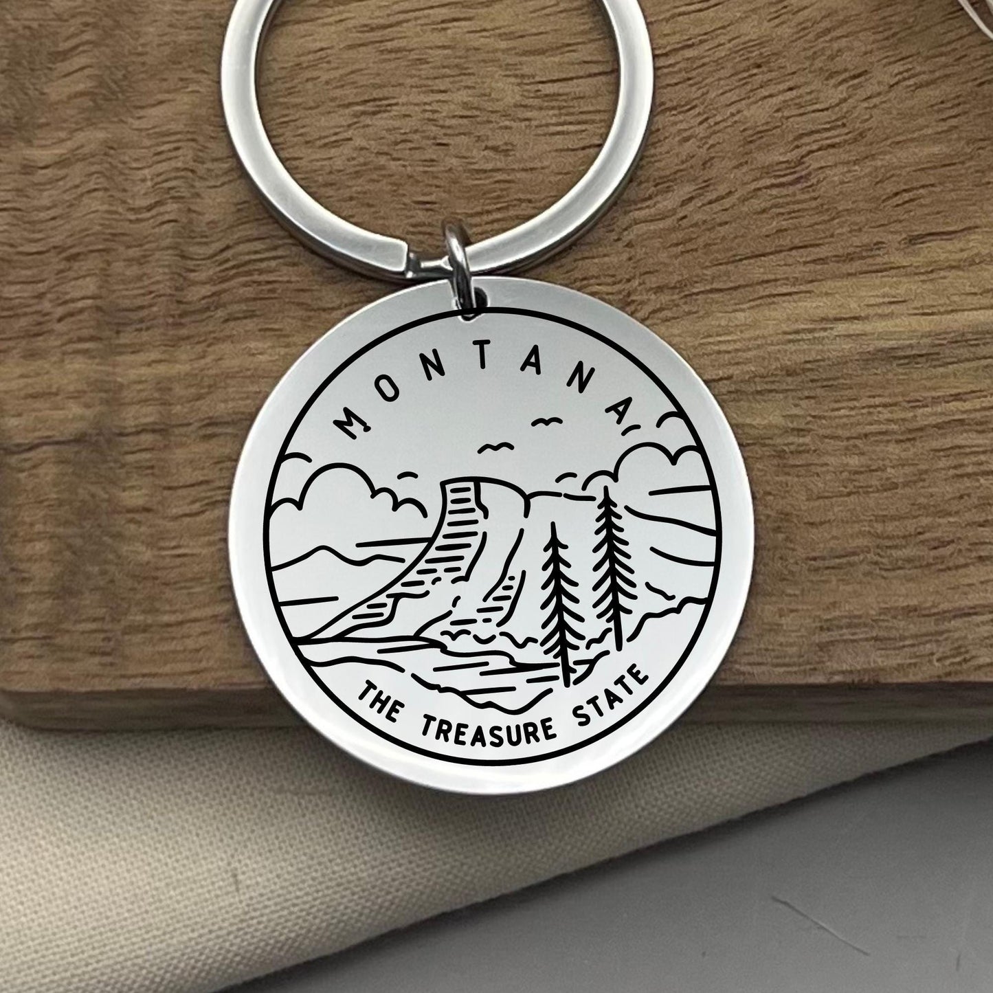 Custom Montana State Keychain: Personalized Stainless Steel Gift