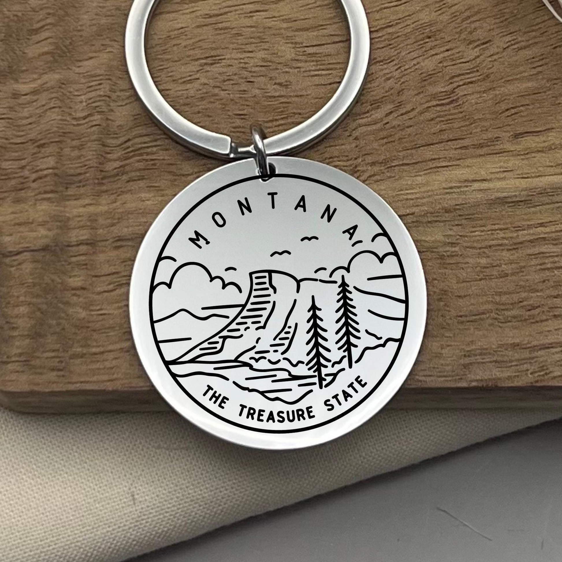 Custom Montana State Keychain: Personalized Stainless Steel Gift