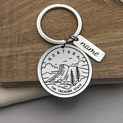 Custom Montana State Keychain: Personalized Stainless Steel Gift