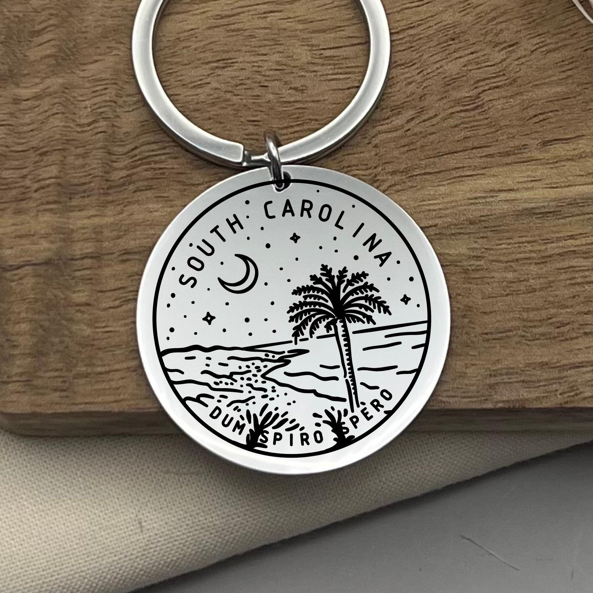 Custom South Carolina Keychain: Personalized Stainless Steel State Gift