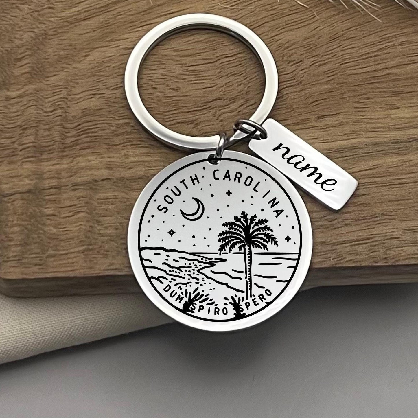 Custom South Carolina Keychain: Personalized Stainless Steel State Gift