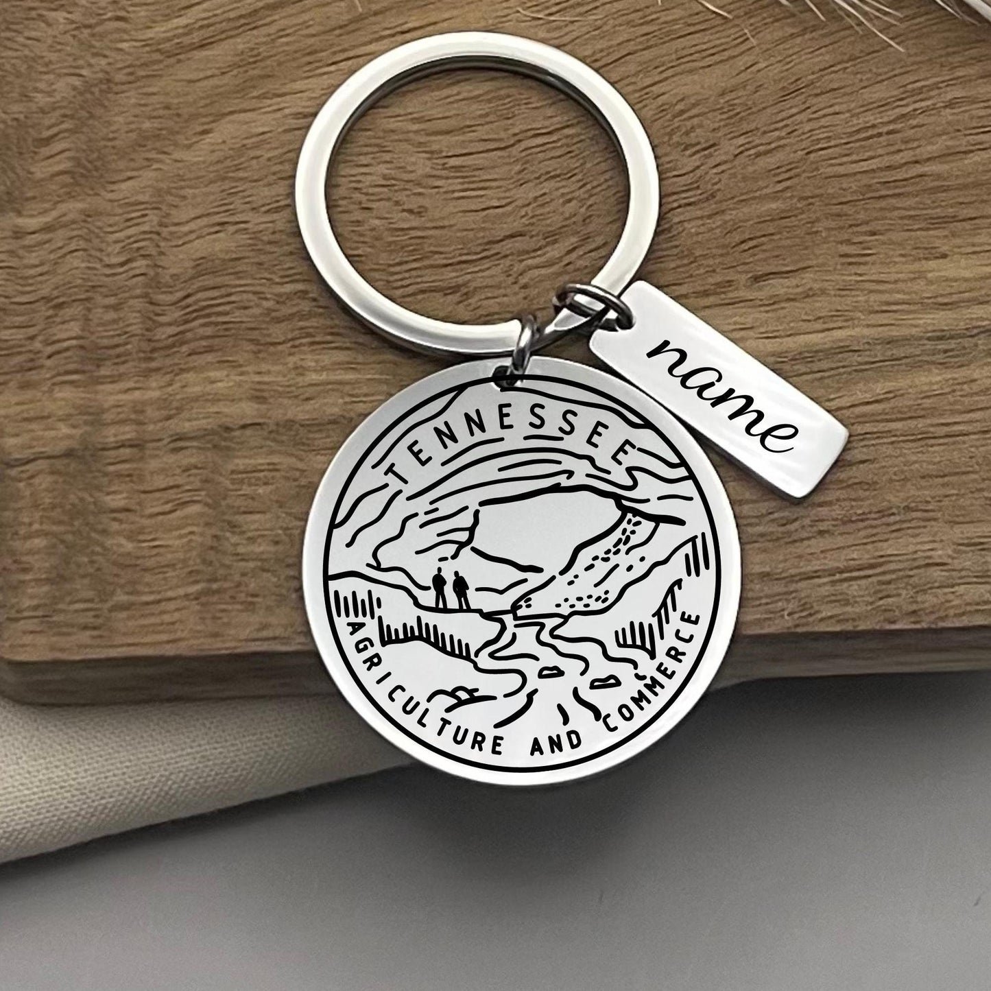Custom Tennessee State Keychain: Personalized Stainless Steel Gift