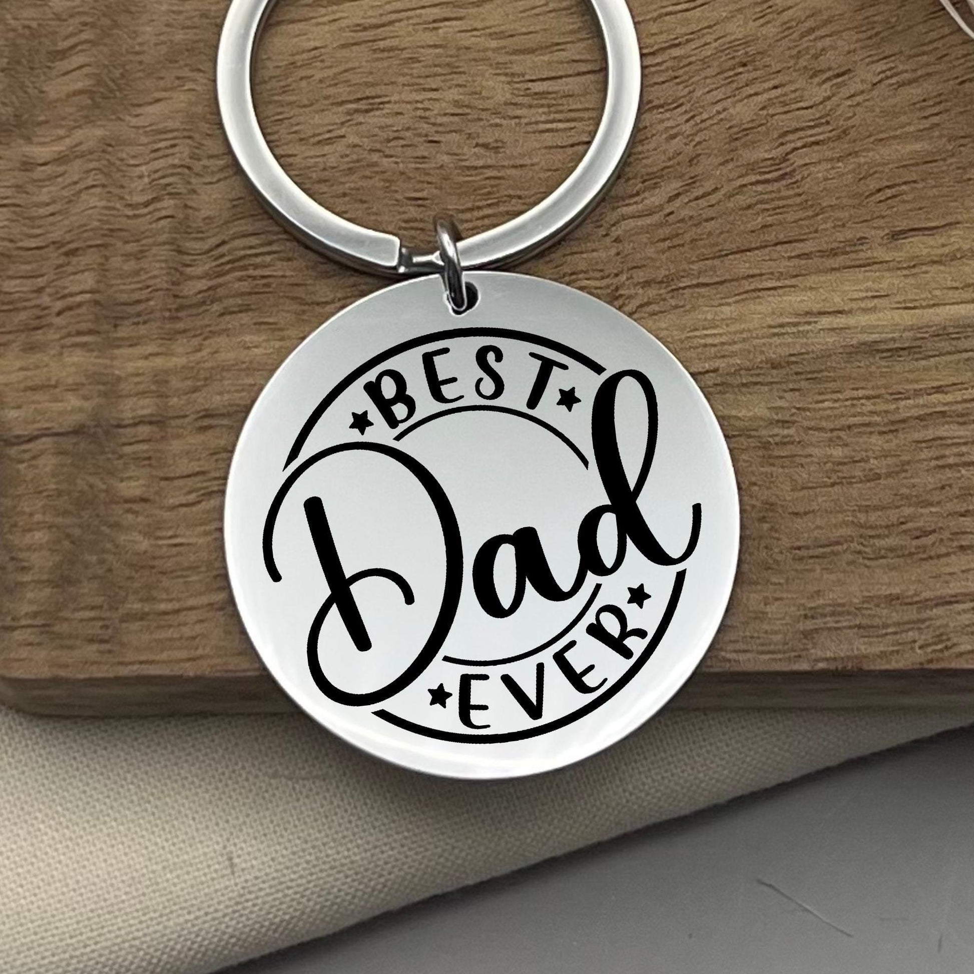 Custom Best Dad Ever Stainless Steel Keychain - Personalized Father's Day Gift