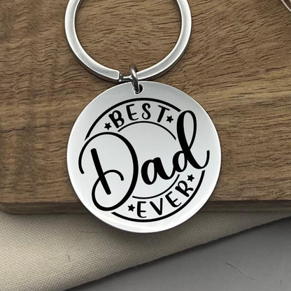 Custom Best Dad Ever Stainless Steel Keychain - Personalized Father's Day Gift