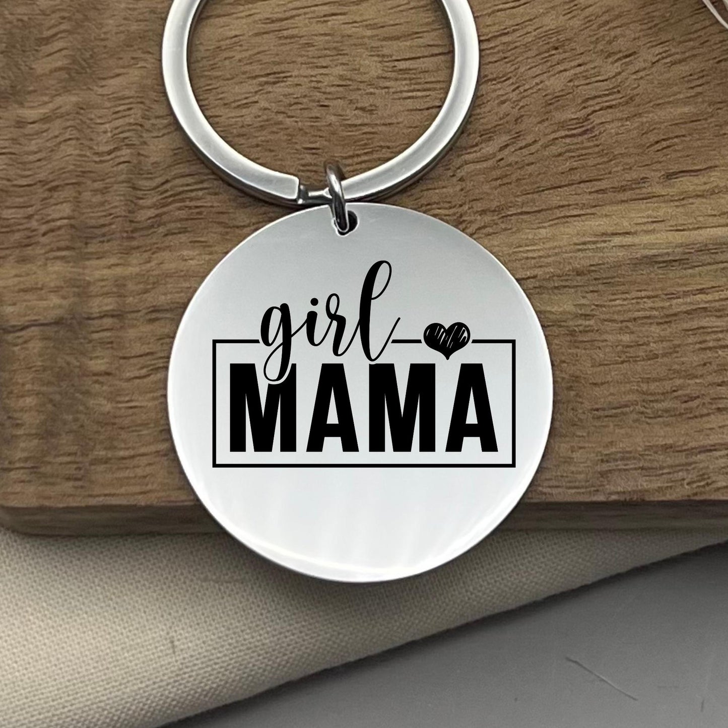 Personalized Girl Mama Stainless Steel Keychain: Custom Mom Gift