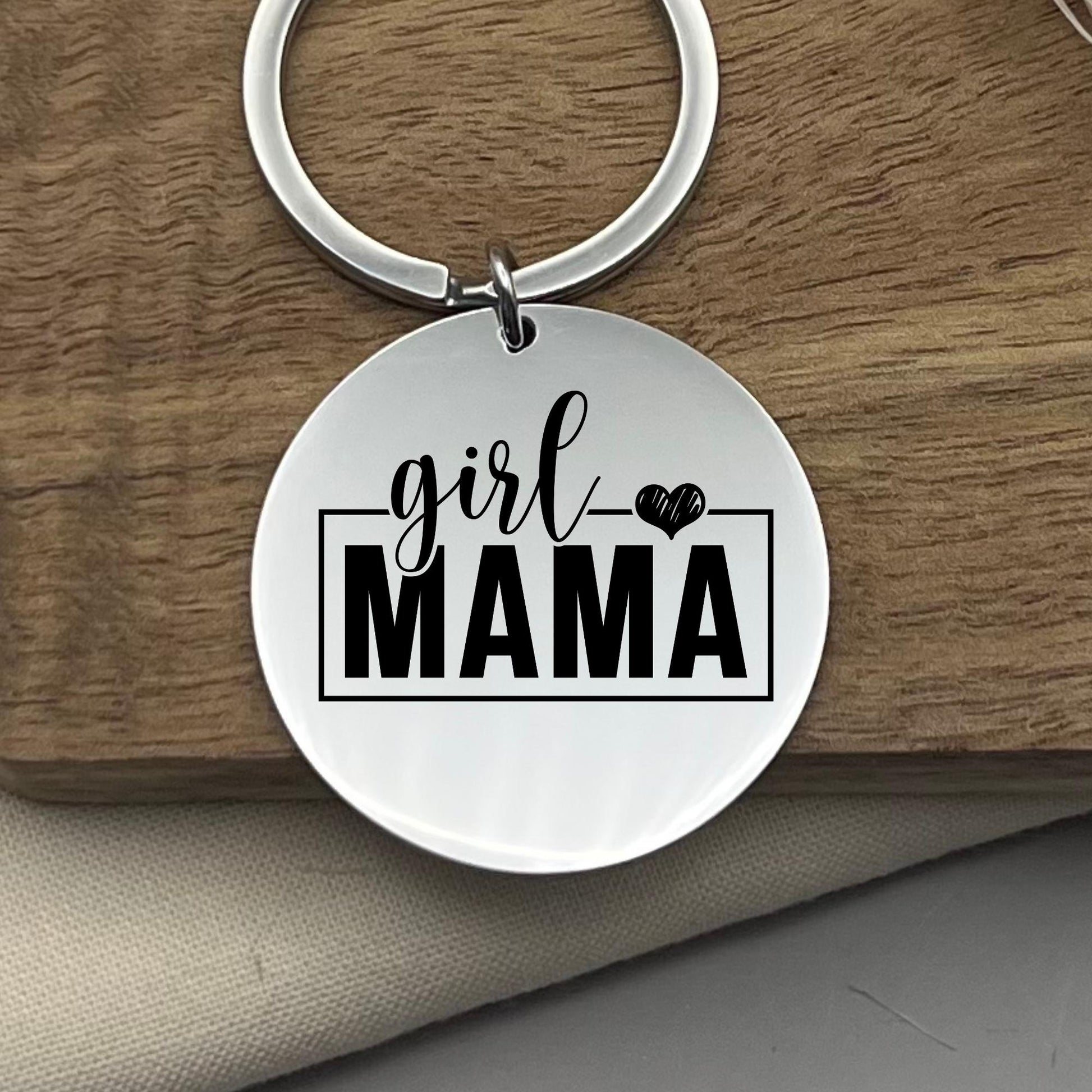 Personalized Girl Mama Stainless Steel Keychain: Custom Mom Gift