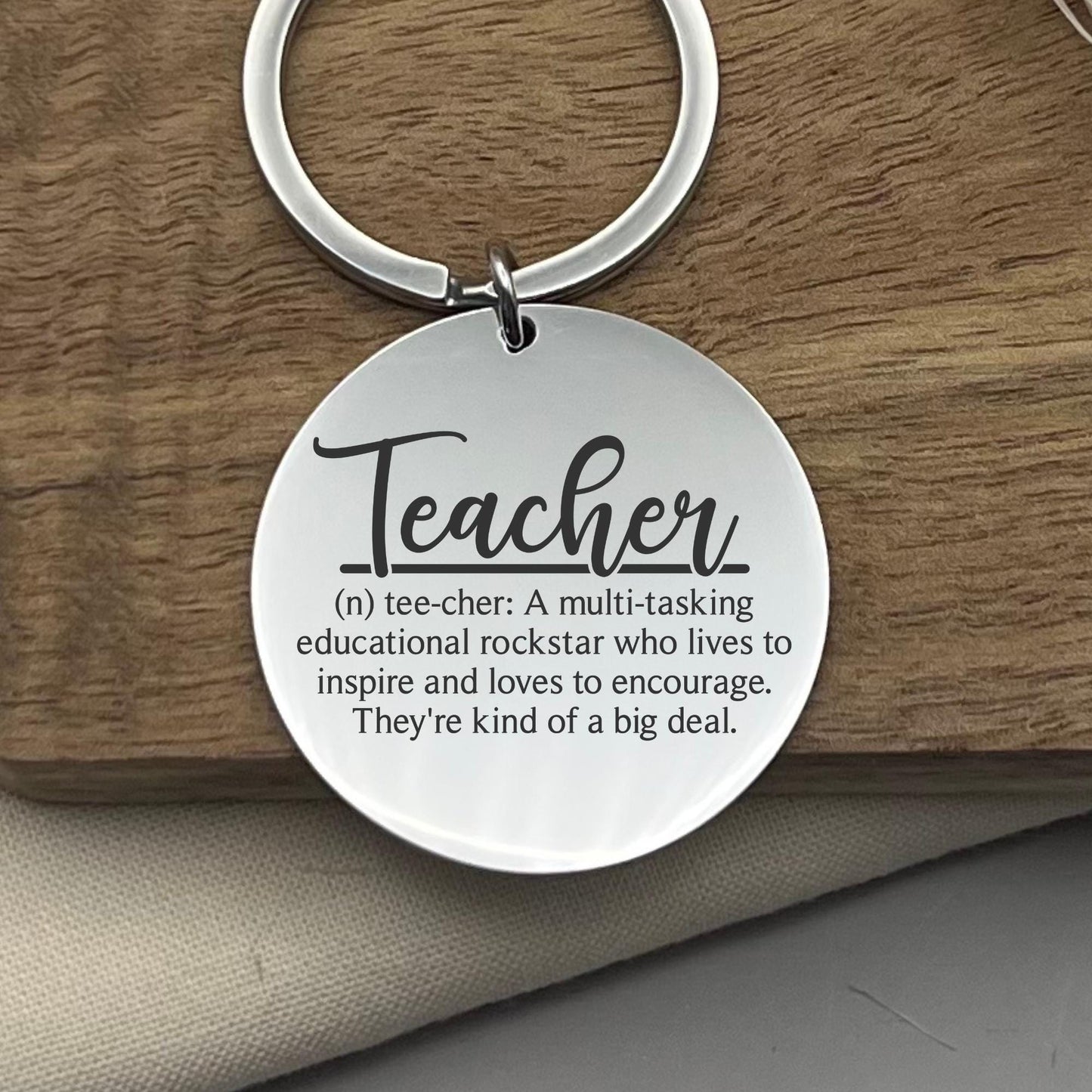 Custom Teacher Definition Stainless Steel Keychain - Personalized Teacher Gift - Christmas Funny Profession Gift