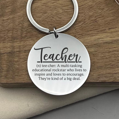 Custom Teacher Definition Stainless Steel Keychain - Personalized Teacher Gift - Christmas Funny Profession Gift
