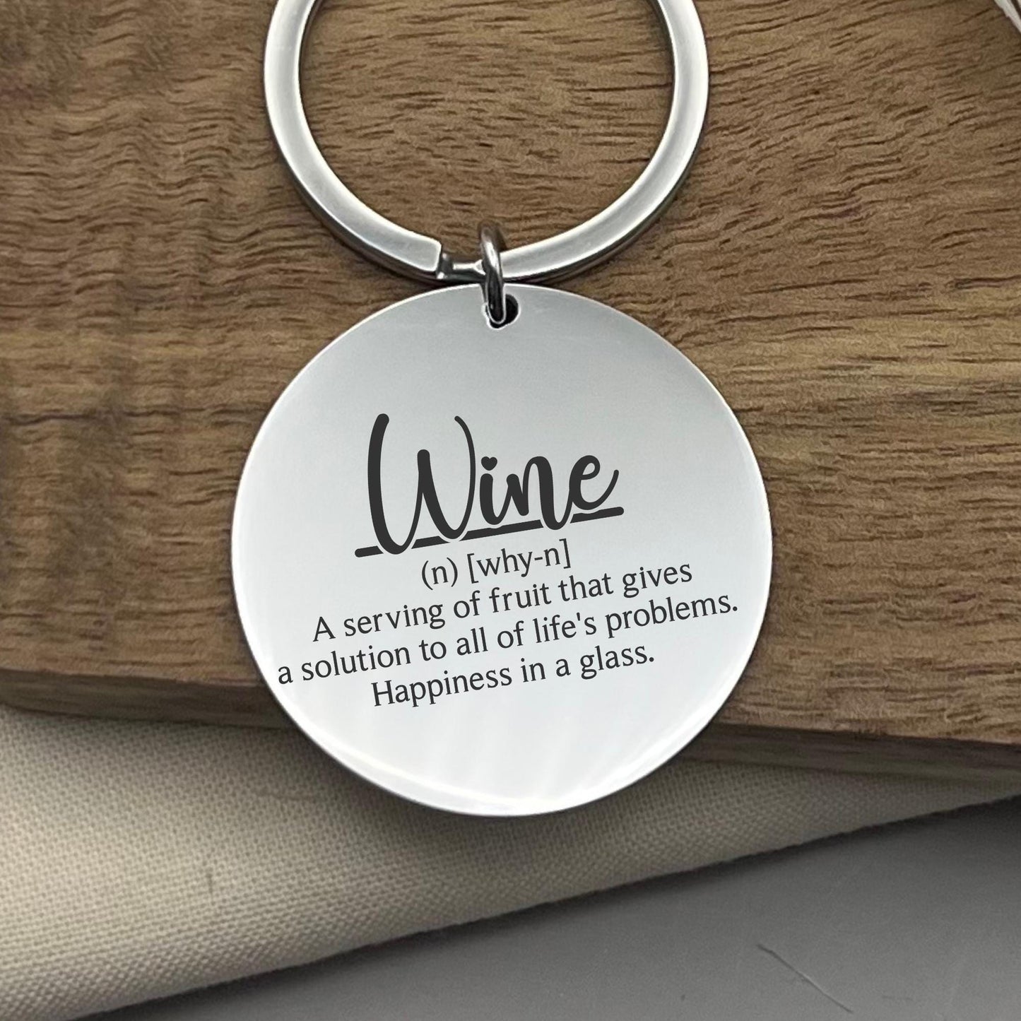 Personalized Wine Definition Keychain - Funny Wine Lover Gift