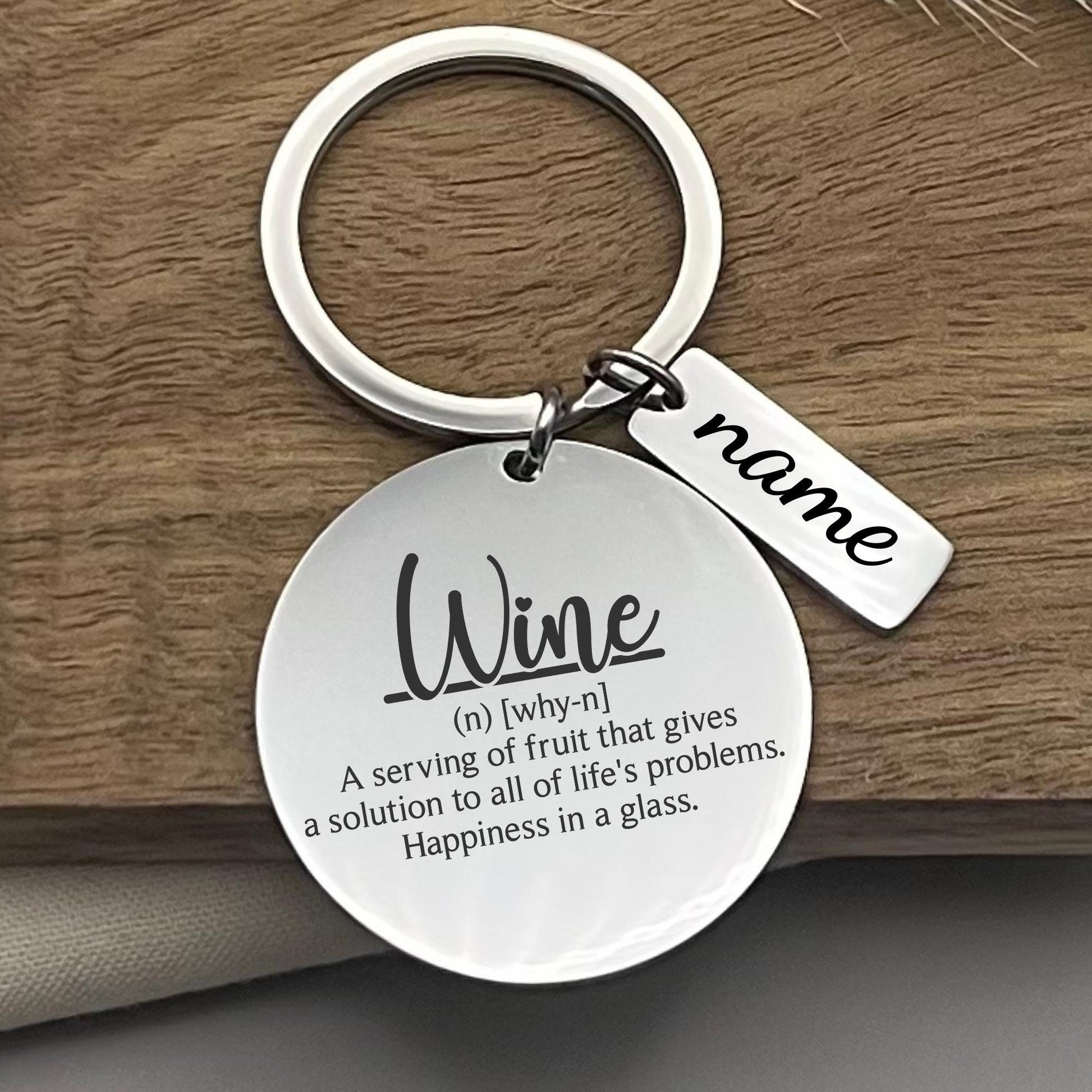 Personalized Wine Definition Keychain - Funny Wine Lover Gift
