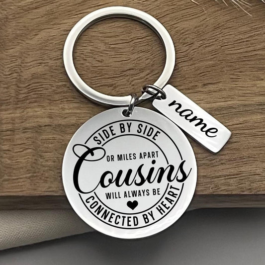 Personalized Cousin Keychain: Stainless Steel Cousin Appreciation Gift