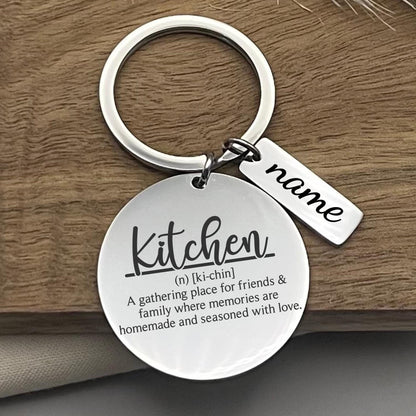 Personalized Kitchen Definition Stainless Steel Keychain - Chef Gift