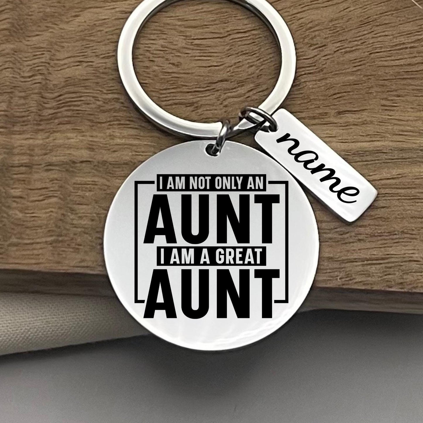 Personalized I Am A Great Aunt Stainless Steel Keychain - Custom Aunt Keyring - Christmas Gift