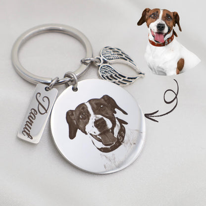Custom Pet Portrait Keychain: Stainless Steel Memorial Gift