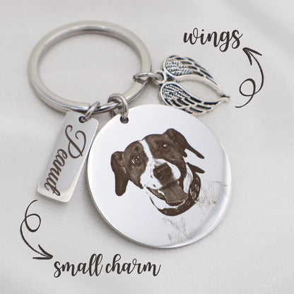 Custom Pet Portrait Keychain: Stainless Steel Memorial Gift