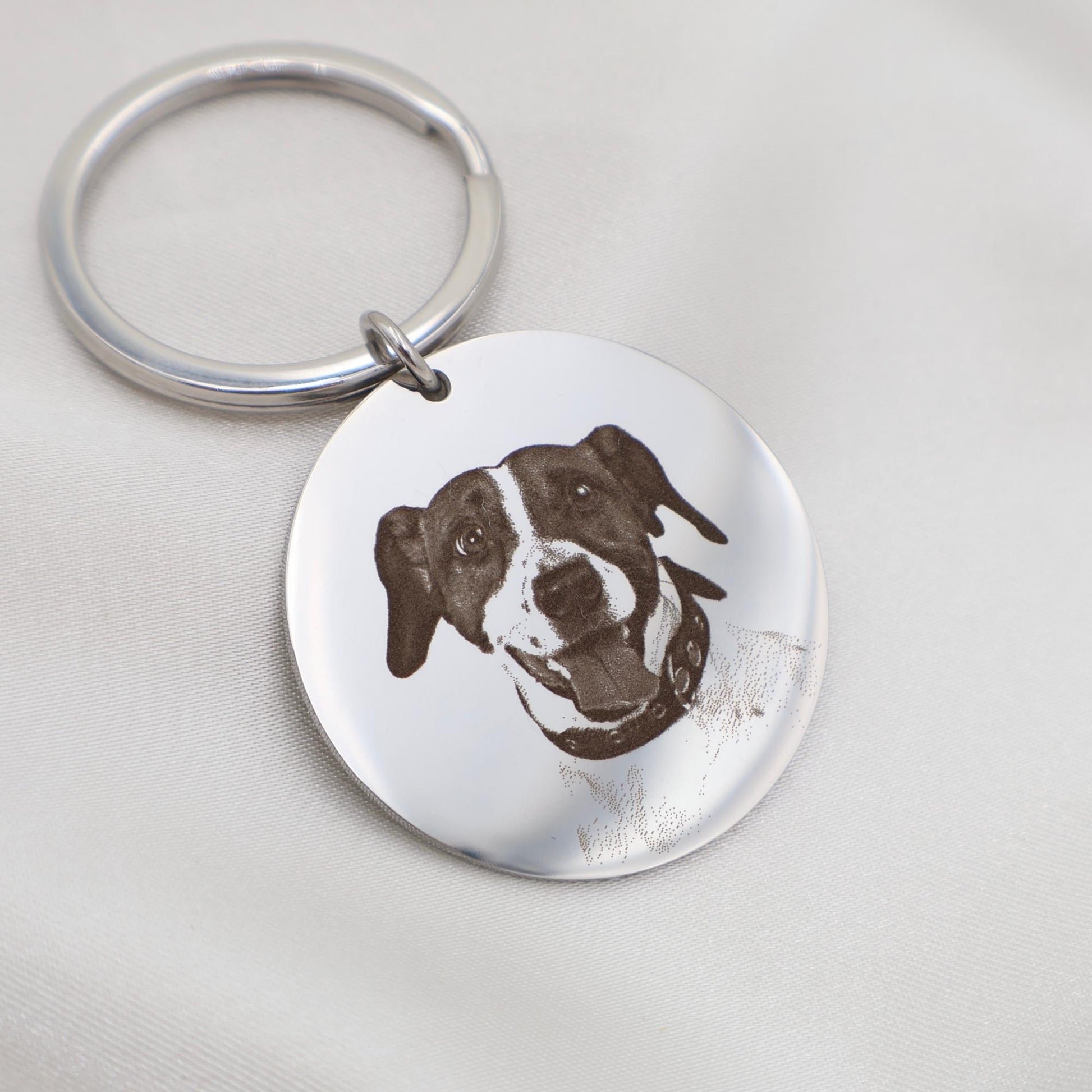 Custom Pet Portrait Keychain: Stainless Steel Memorial Gift