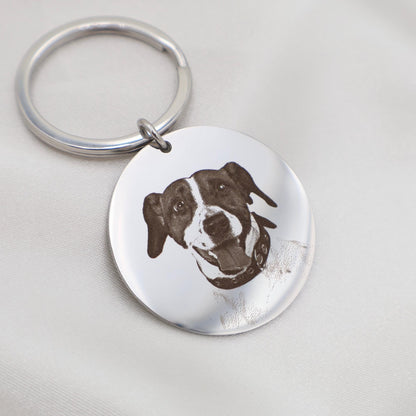 Custom Pet Portrait Keychain: Stainless Steel Memorial Gift