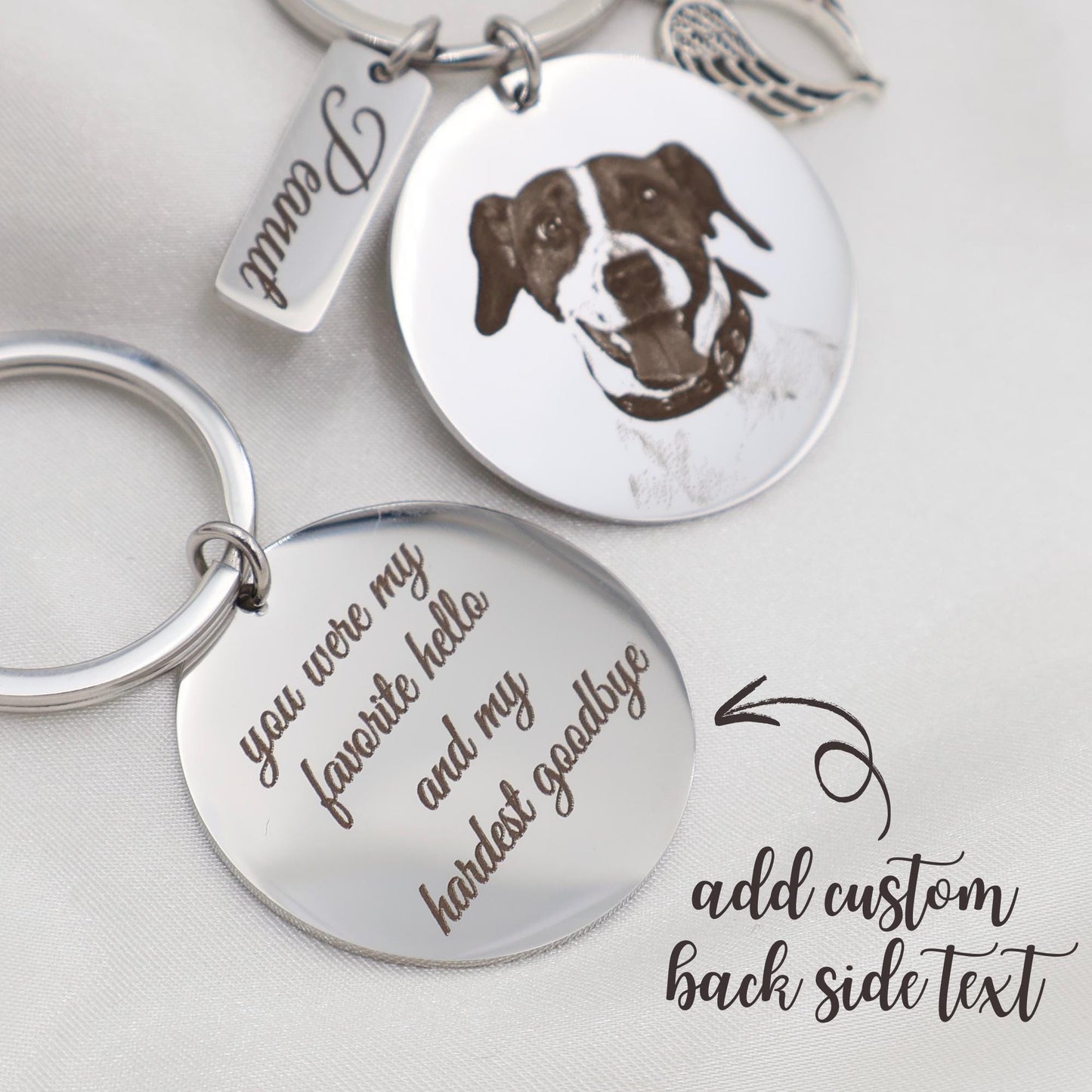 Custom Pet Portrait Keychain: Stainless Steel Memorial Gift