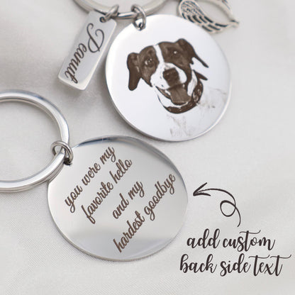 Custom Pet Portrait Keychain: Stainless Steel Memorial Gift