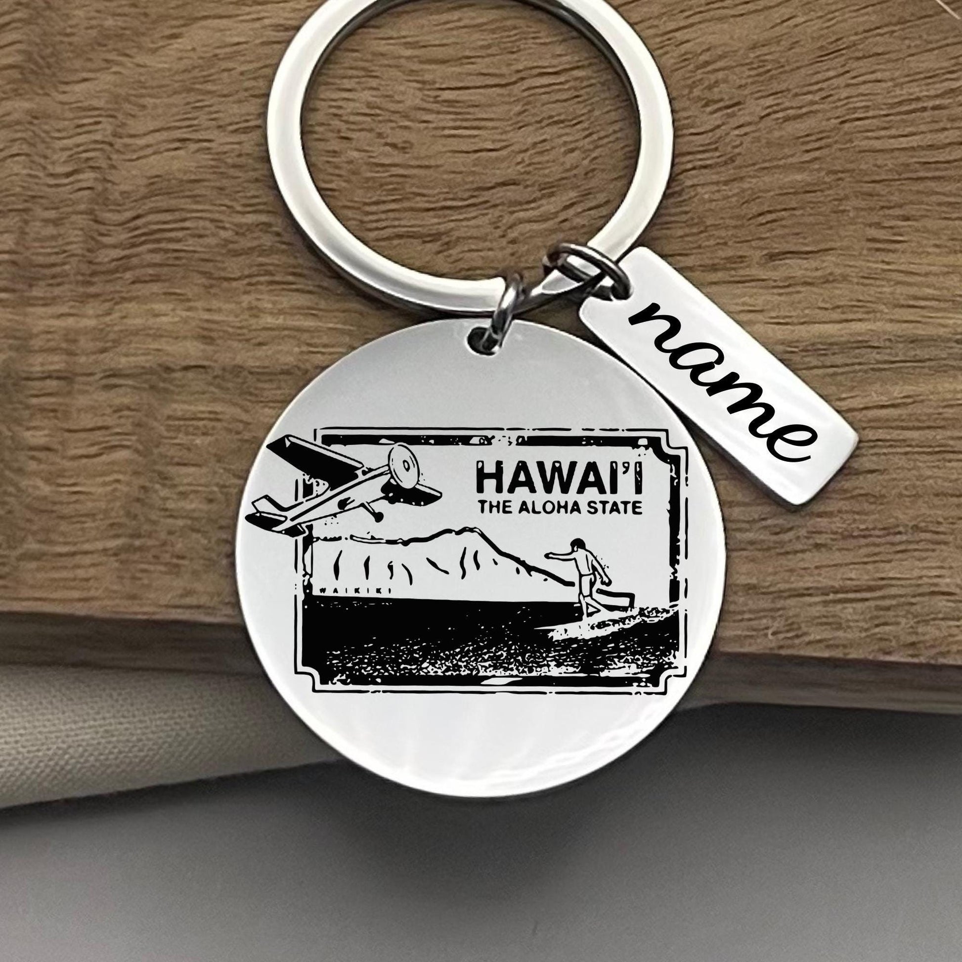 Personalized Hawaii Keychain: Stainless Steel Souvenir Keyring