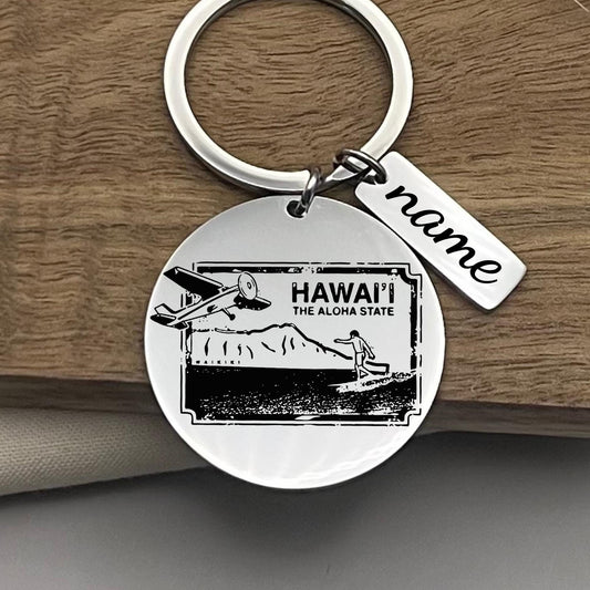 Personalized Hawaii Keychain: Stainless Steel Souvenir Keyring