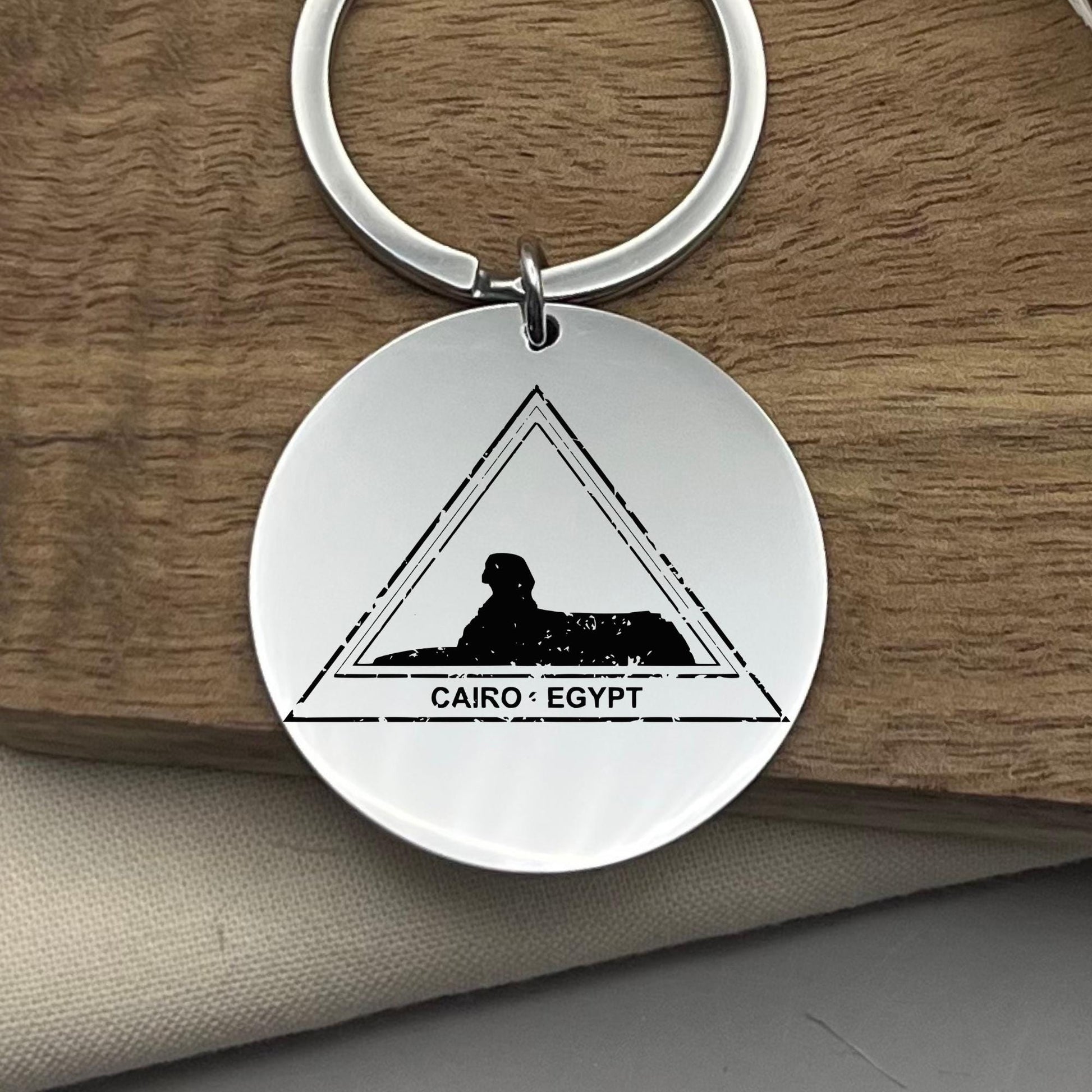 Personalized Cairo Egypt Keychain: Stainless Steel Souvenir Gift